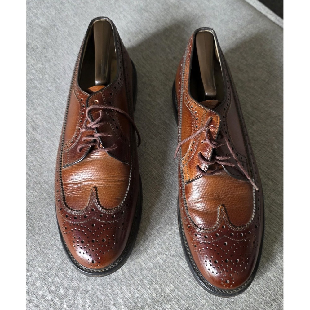 Vintage Thom Mcan Bootmaster Brown Leather Wing Tip Oxford Shoes Size 9
